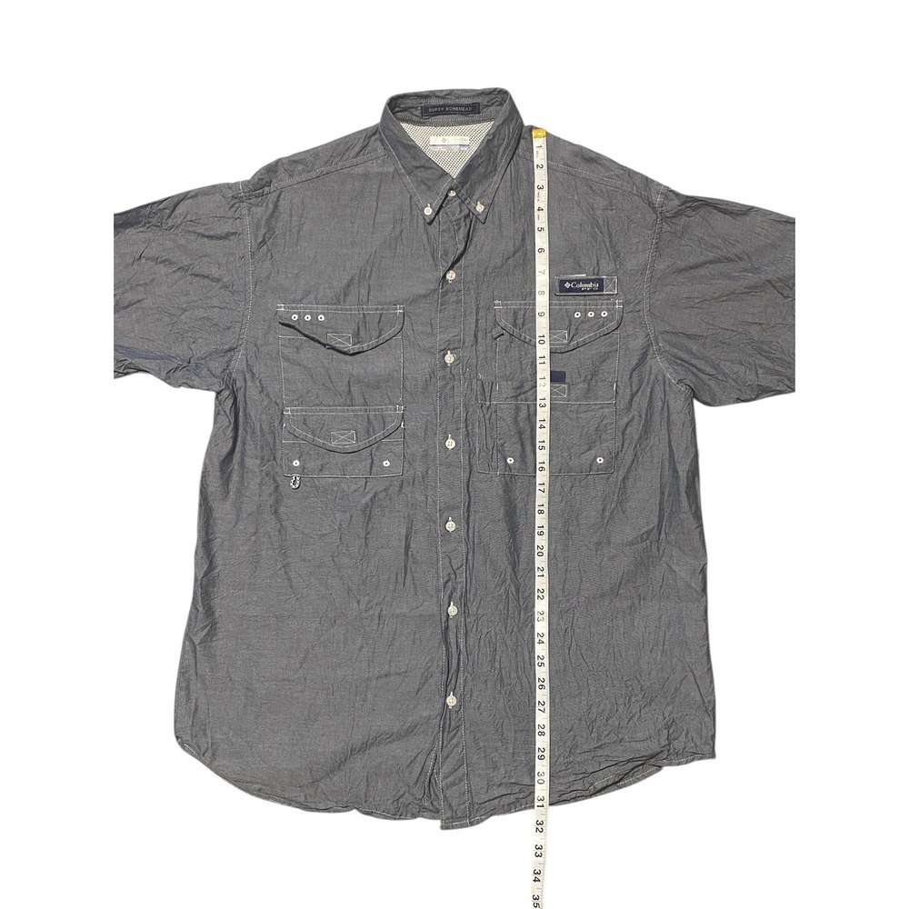 Columbia PFG Super Bonehead Mens Gray Short Sleeve Fishing Shirt Medium FM7030 - Picture 6 of 7